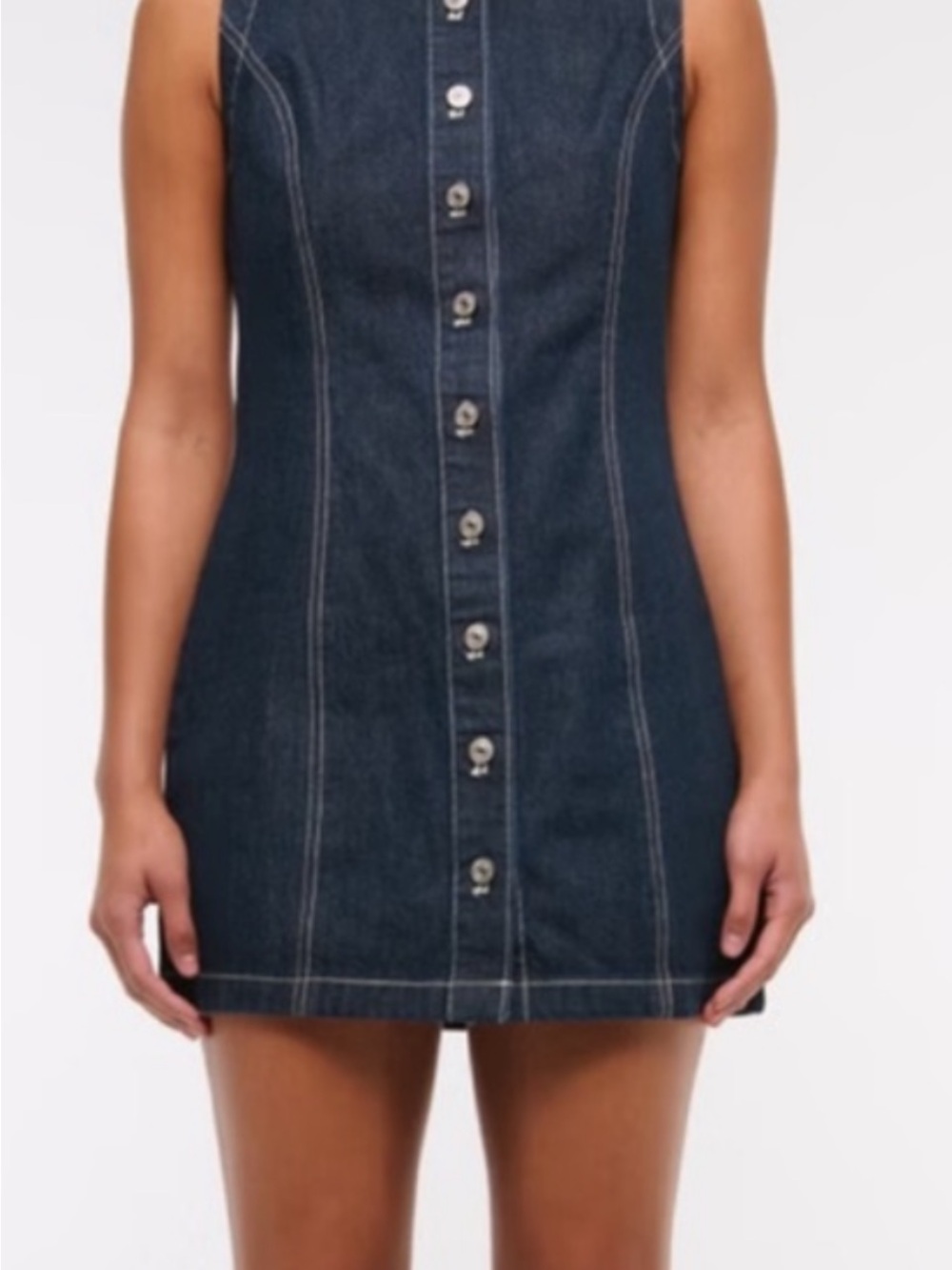 Abercrombie & Fitch Denim Mini Dress LT Dark Wash Button Front Y2K Peppy